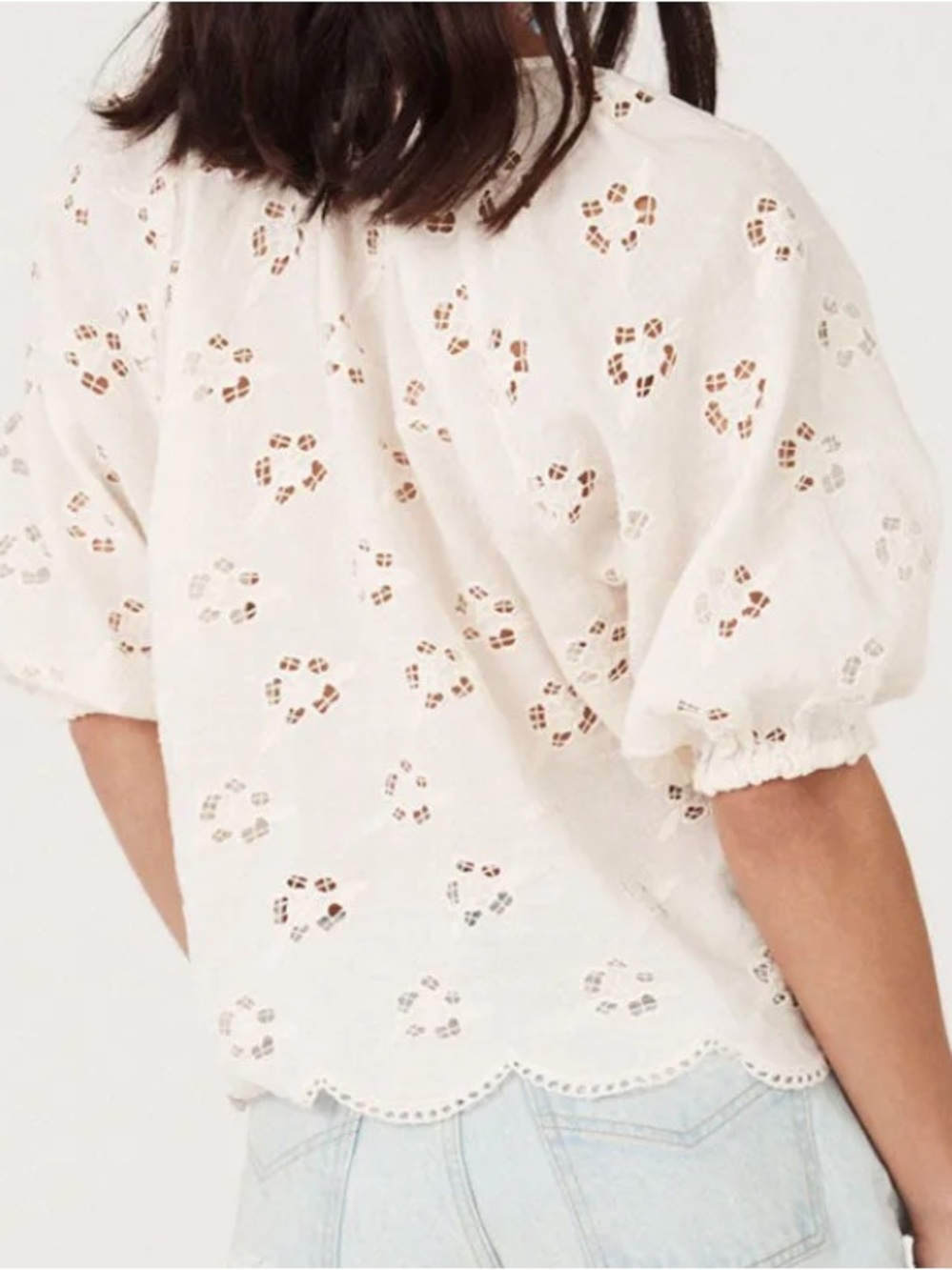 NWT Spell Organic Cotton Love Note Broderie Blouse in Star White size Large - Picture 4 of 14